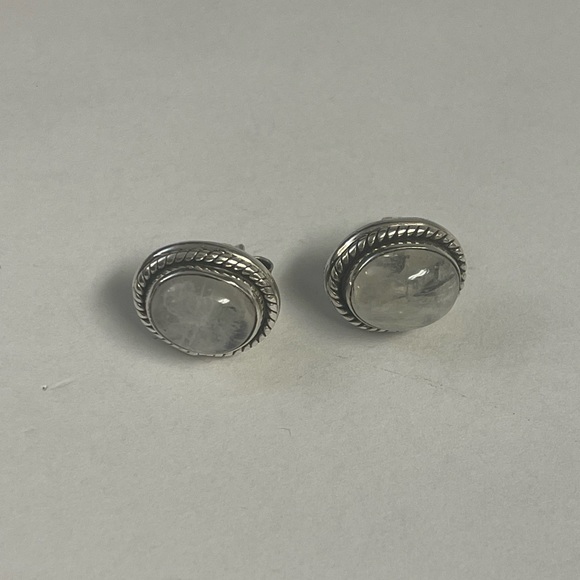 Vintage Sterling Silver Moonstone Earrings - Picture 6 of 8